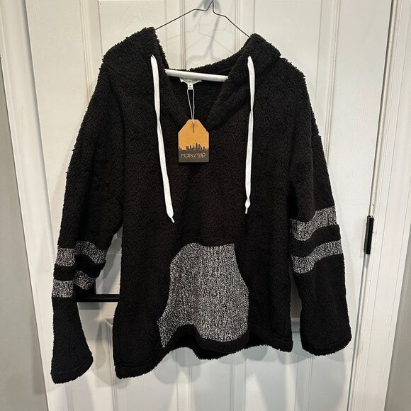 NWT Women's MainStrip Super soft Hoodie multicolored woven pouch, size M! - Picture 2 of 14